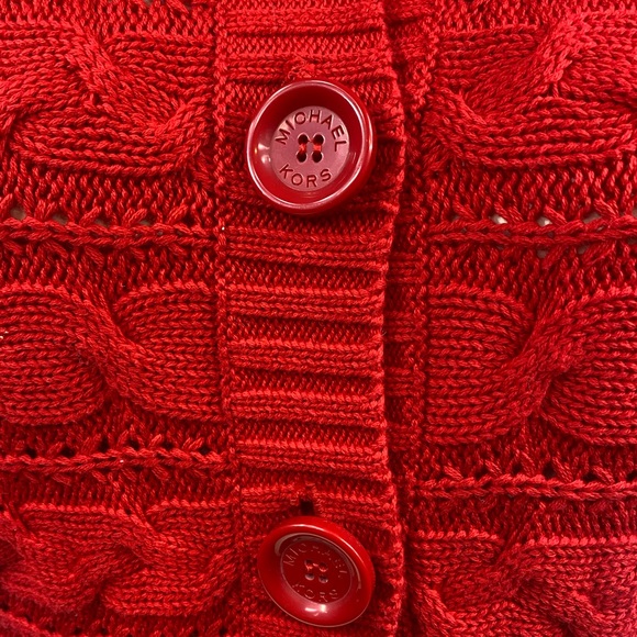 Michael Michael Kors Red Short-sleeve Button Sweater Size Medium - Picture 5 of 9